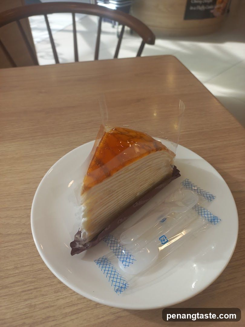 Slice of Mille Crepe Cake