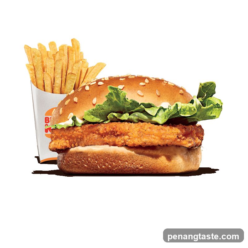 Chicken burger and fries