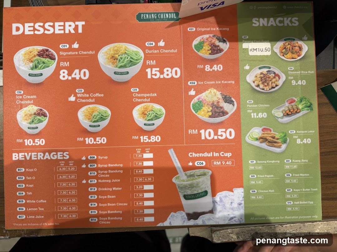 Penang Chendul Menu