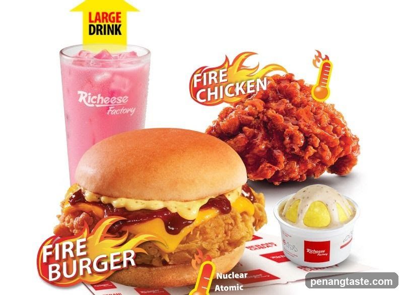 Richeese Factory Fire Burger and Chicken