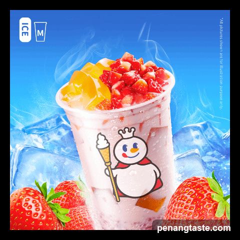 Fruit drink with ice and strawberries