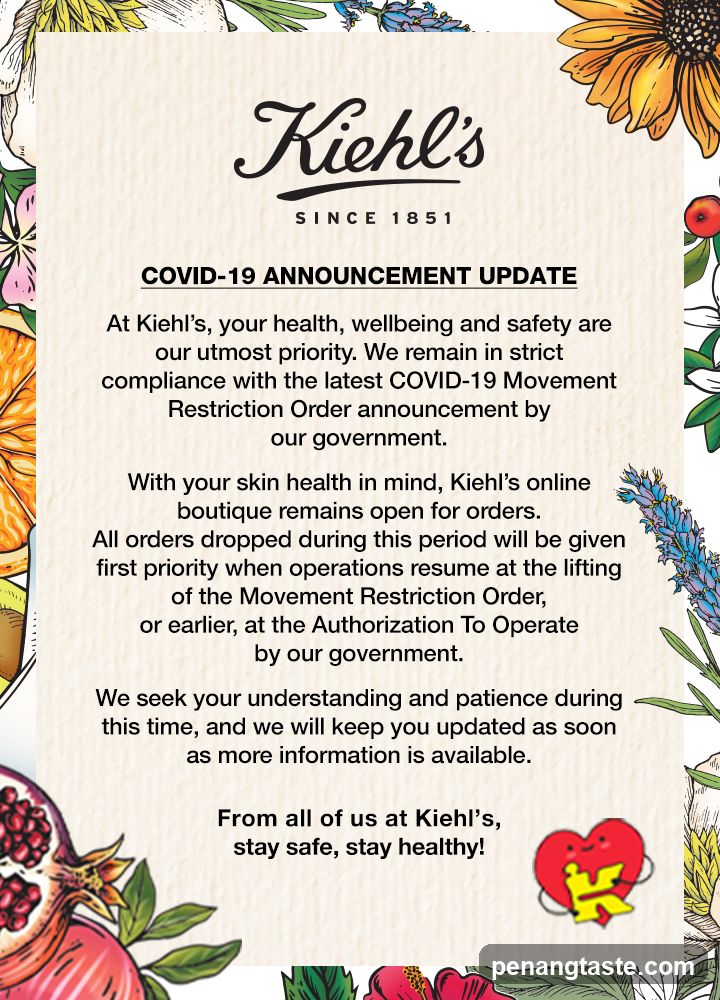 Kiehl's COVID-19 Announcement Update