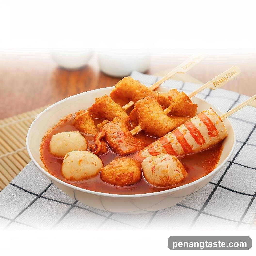 Bowl of Skewered Fish Cakes in Broth