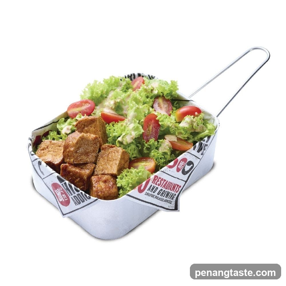 Salad in a metal container