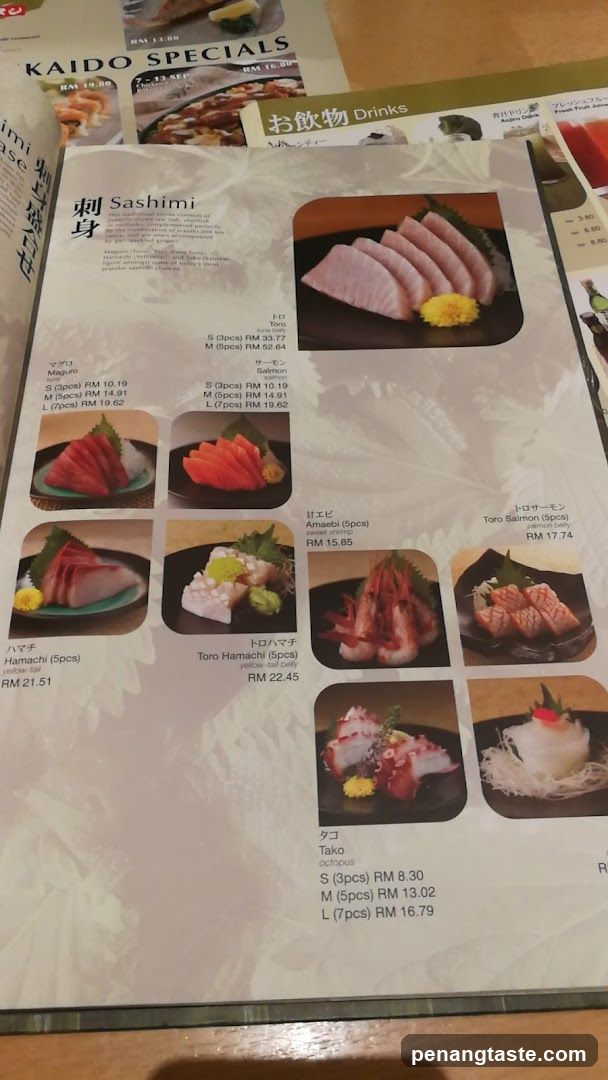 Sashimi Menu