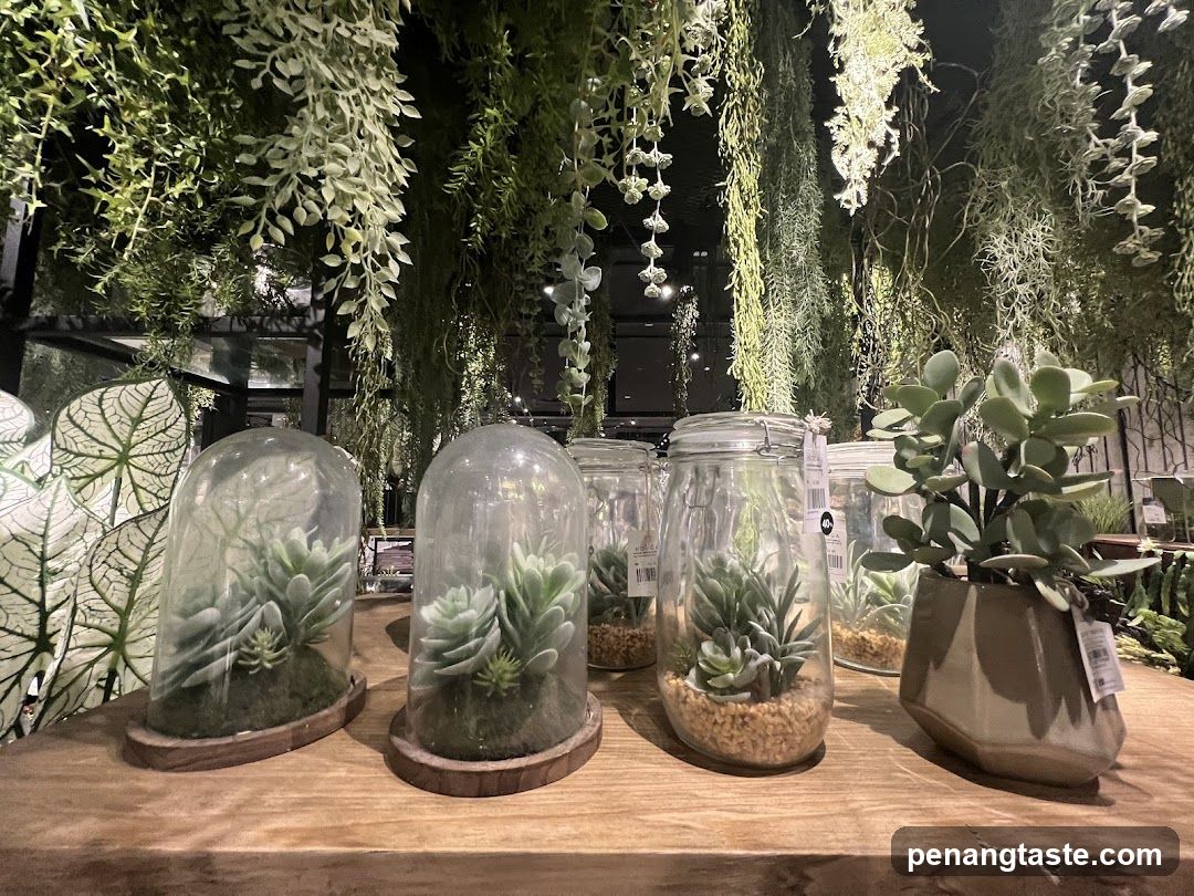 Artificial Succulents in Glass Domes and Pot
