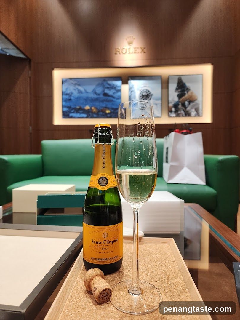 Champagne and Rolex Display