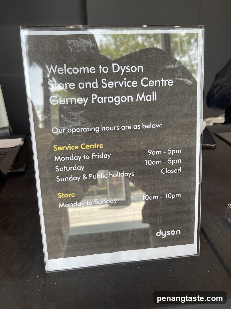 Dyson Store and Service Centre Operating Hours