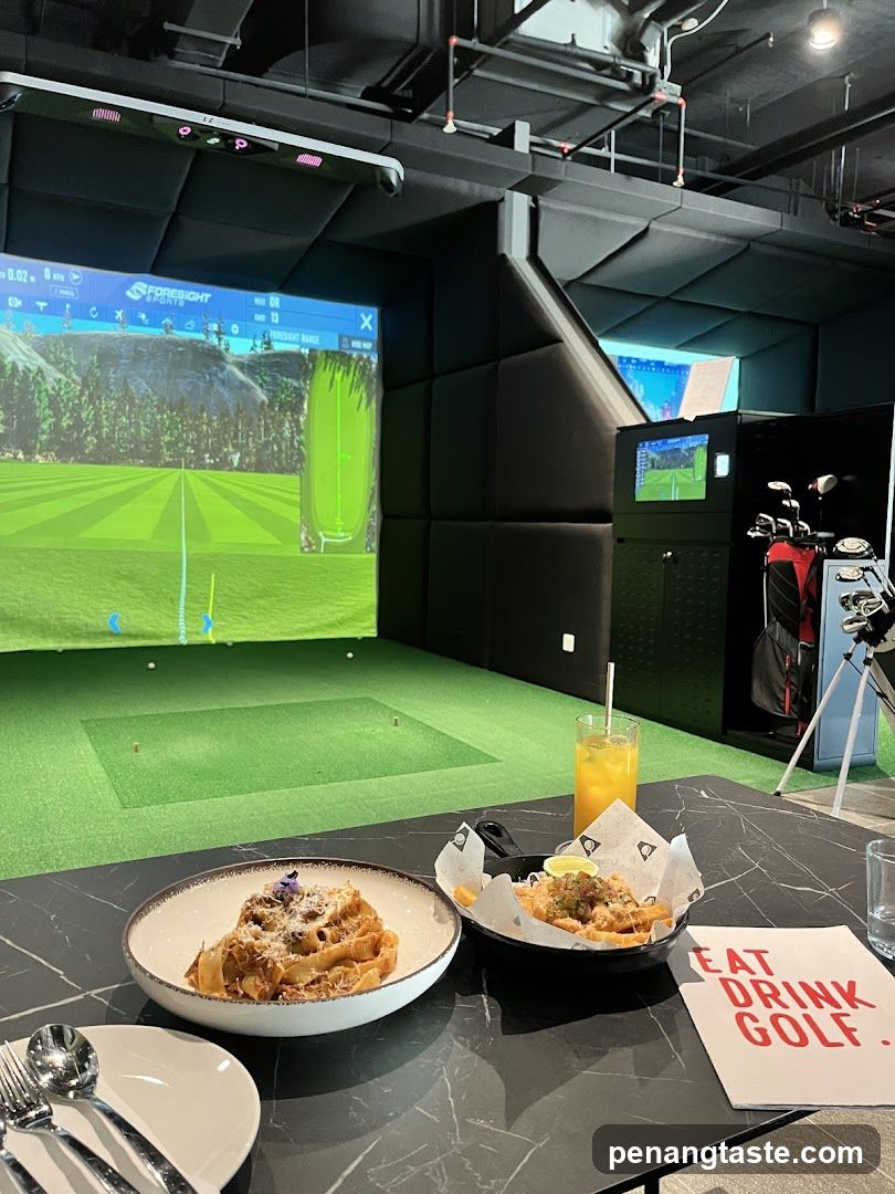 Indoor Golf Simulator with Food and Drinks