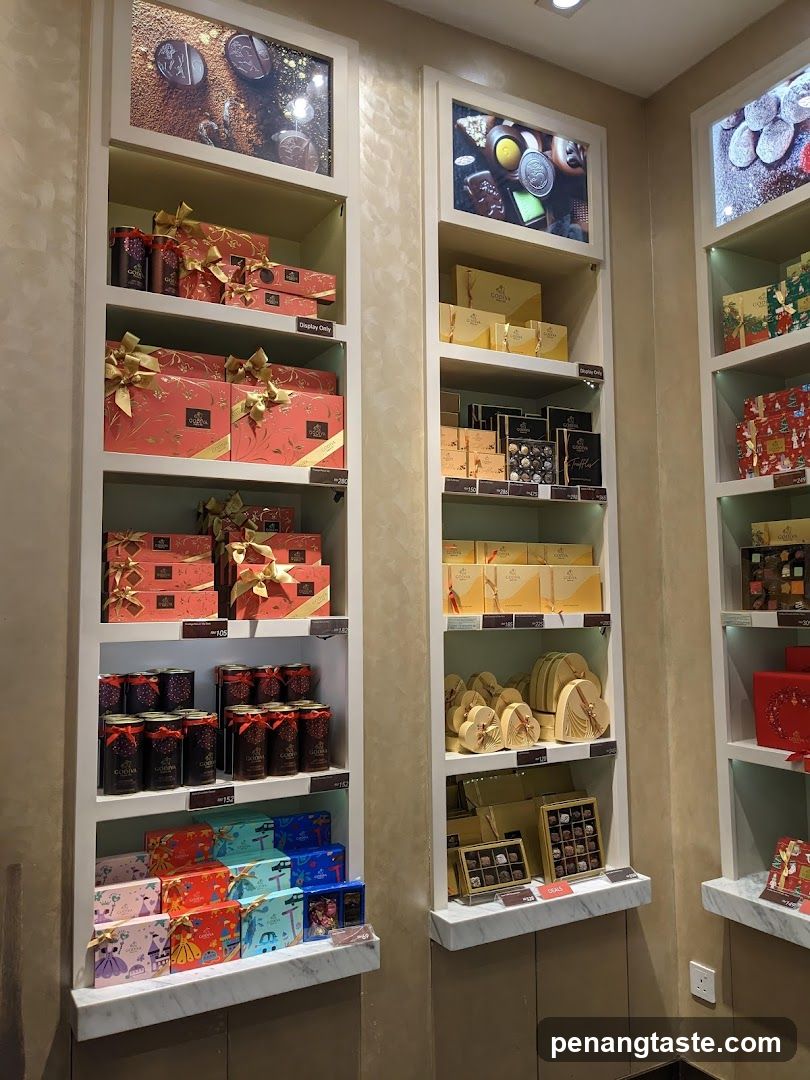 Chocolates on Display Shelves
