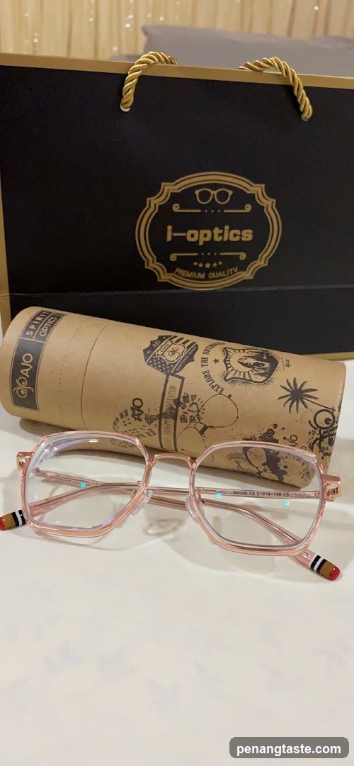Eyeglasses and branded packaging