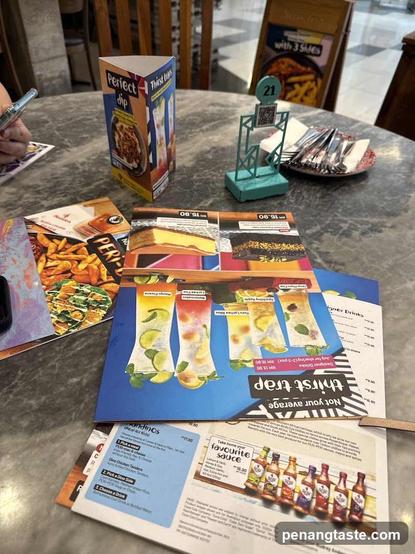 Dining Table with Menus and Products