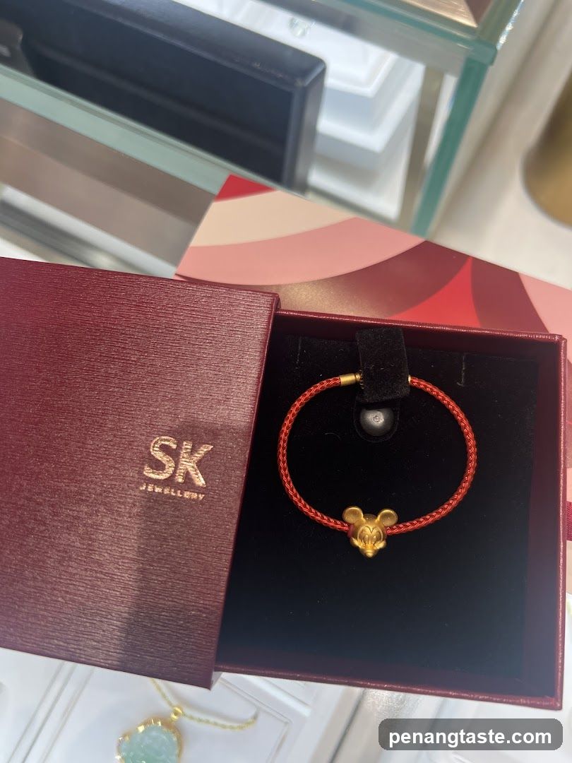 Gold Bracelet with Mouse Charm
