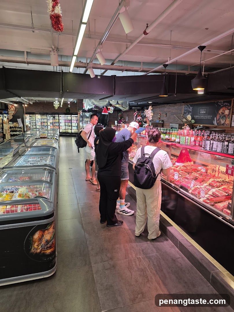 Butcher counter in a supermarket