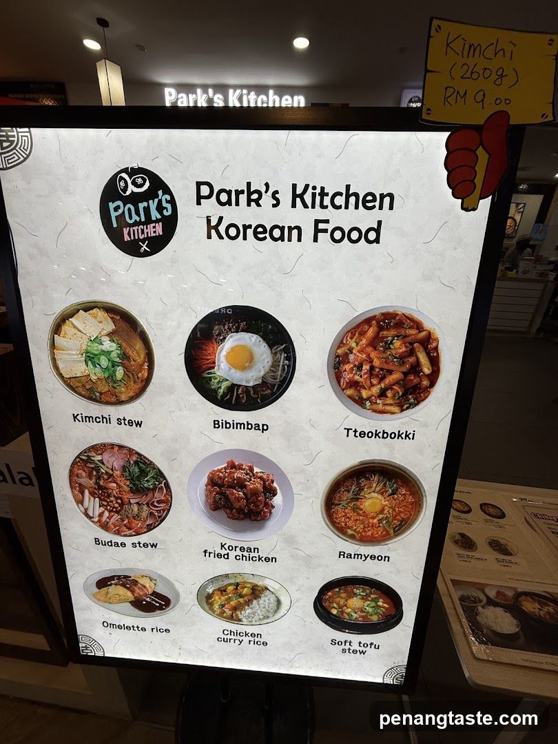 Park's Kitchen Korean Food Menu