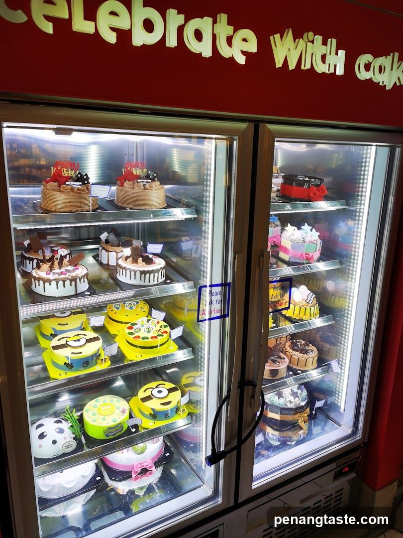 Cakes in a Refrigerator Display