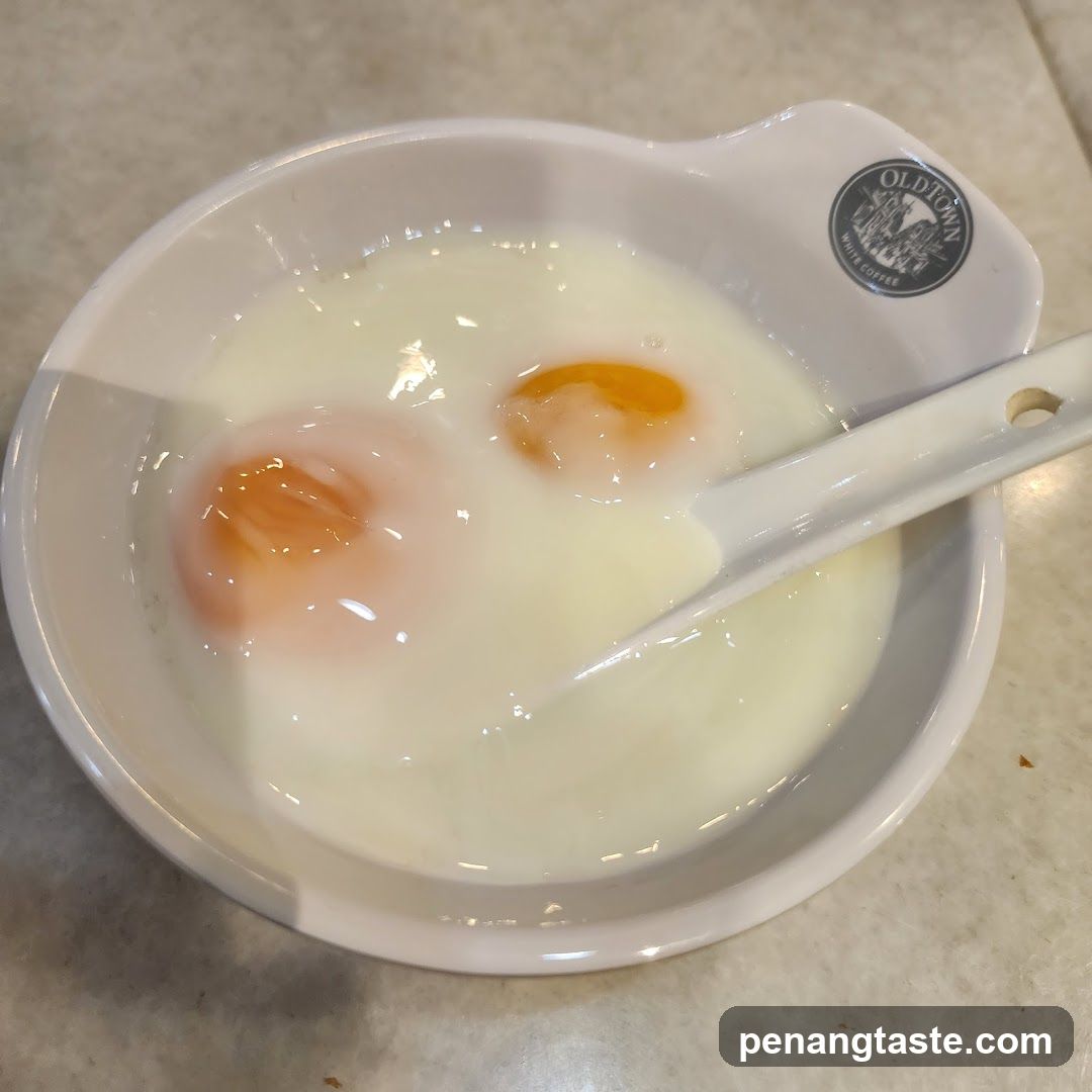 Soft-boiled eggs in a bowl