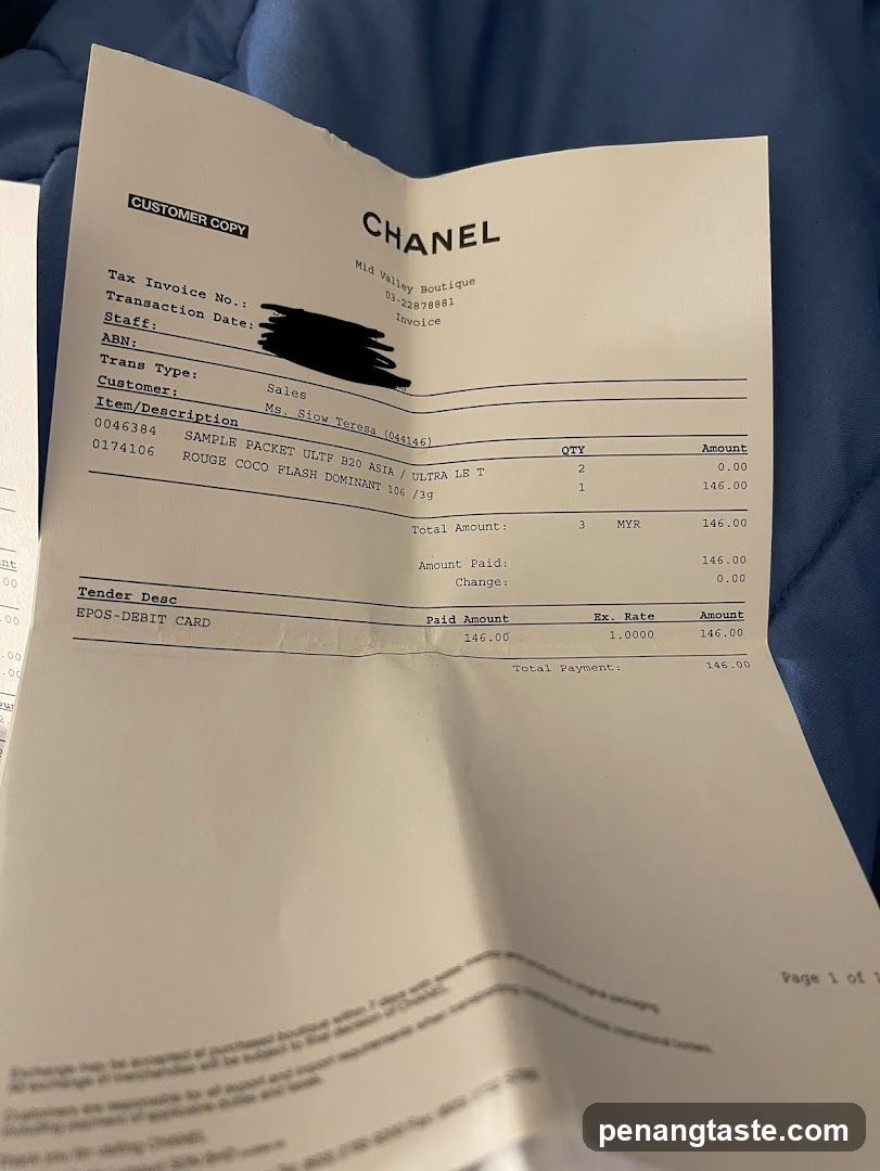 Chanel Receipt
