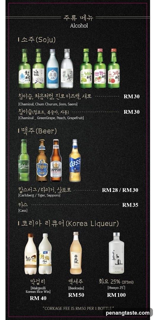 Alcohol Menu