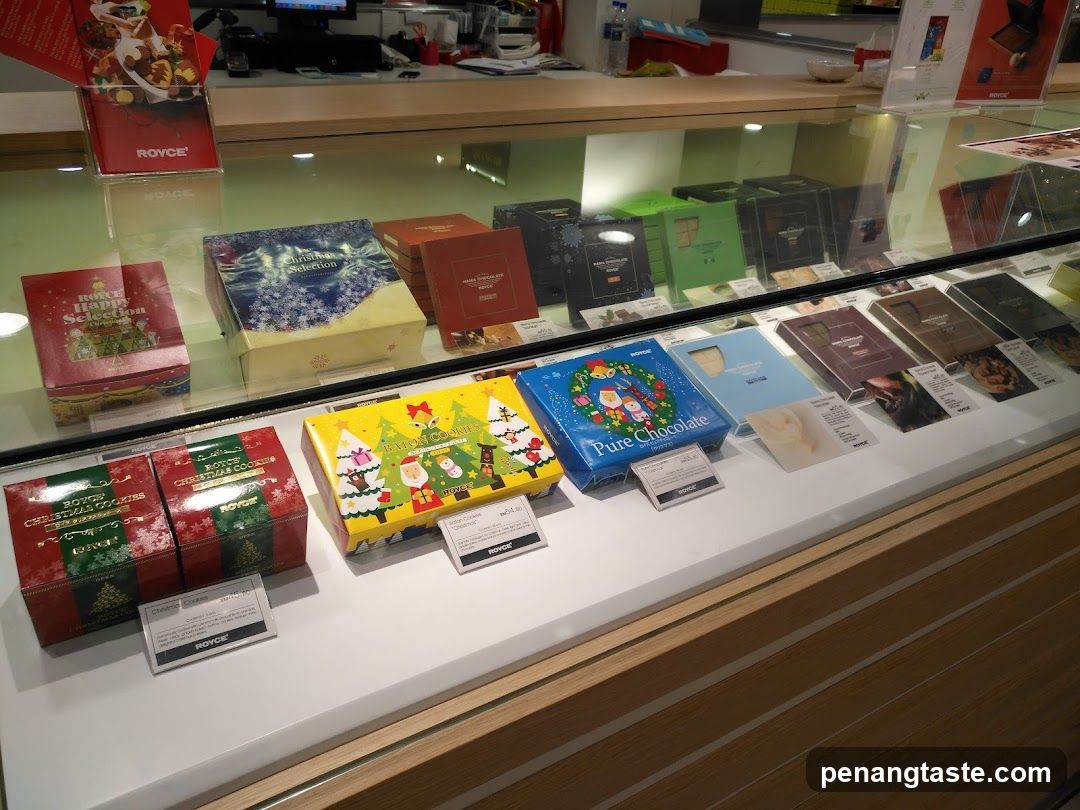 Christmas themed chocolates and cookies display
