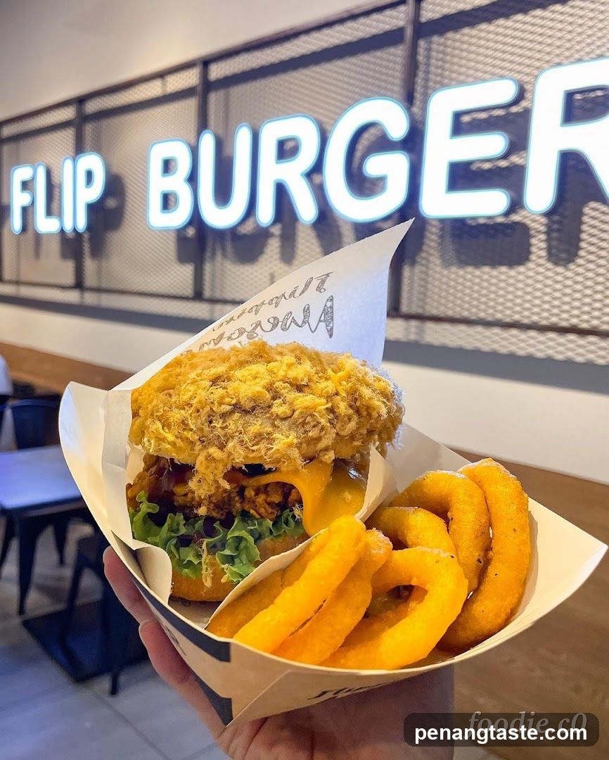 Burger and Onion Rings