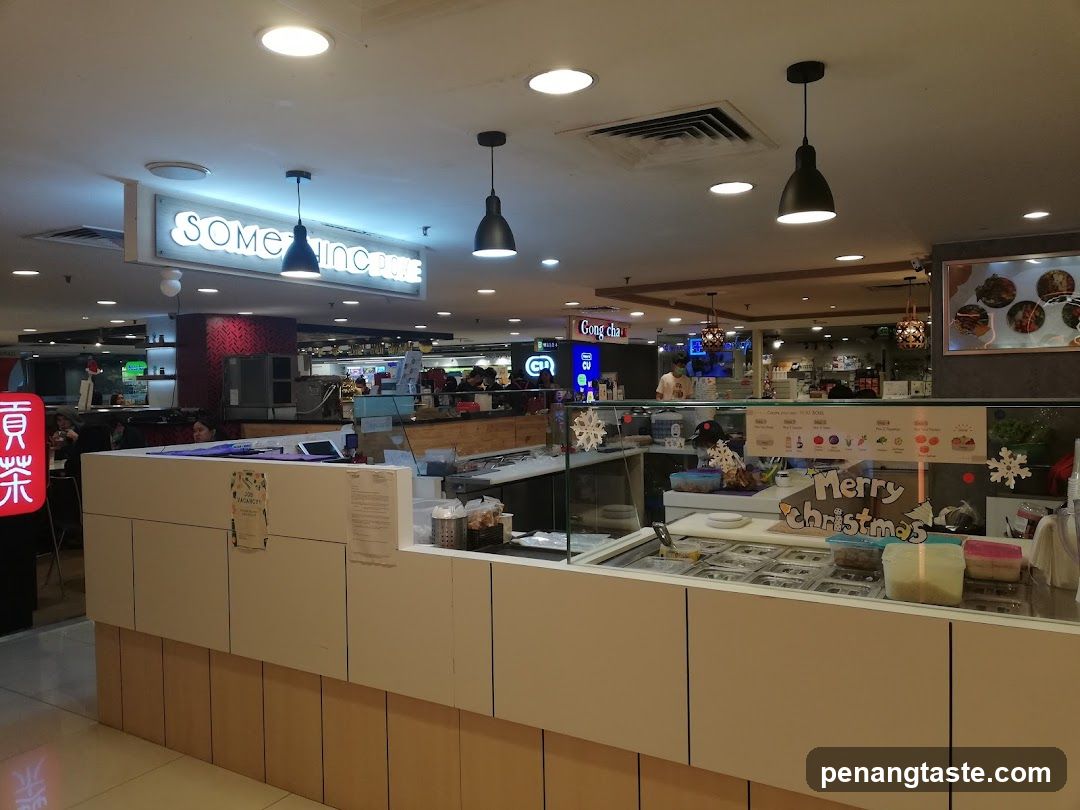 Dessert counter with Christmas decorations
