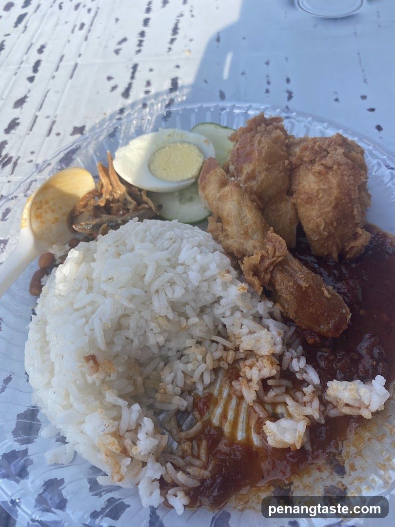 Nasi Lemak with Fried Chicken