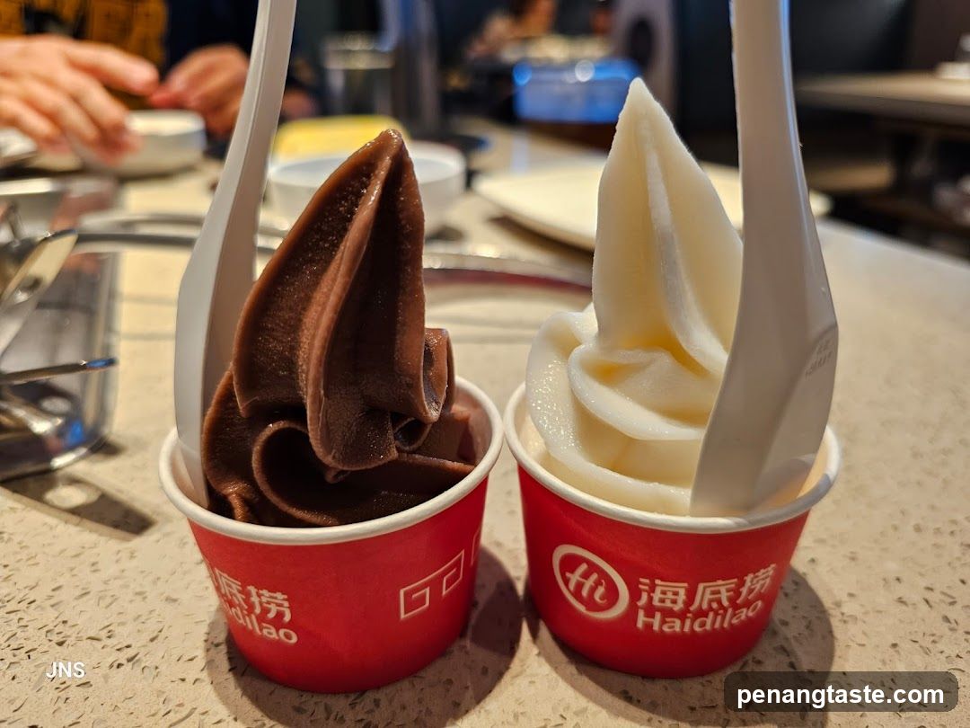 Two cups of soft-serve ice cream