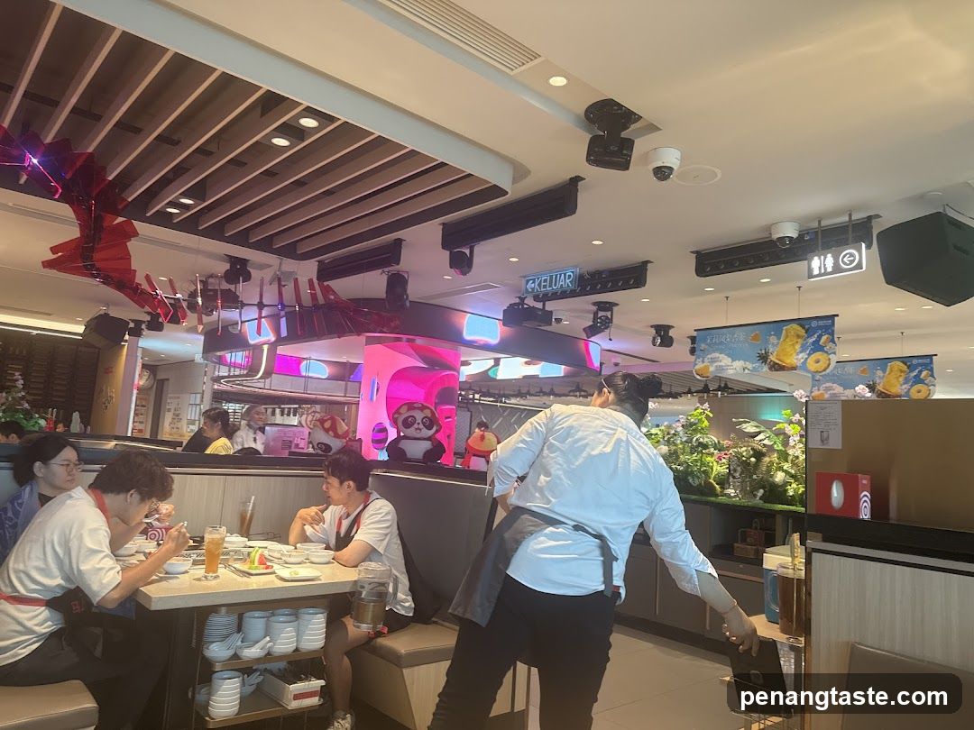 Restaurant Interior with Diners and Staff