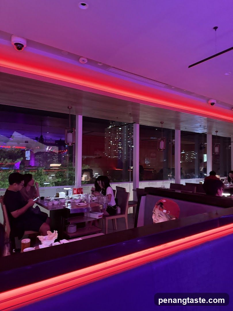 Restaurant Interior with Neon Lighting