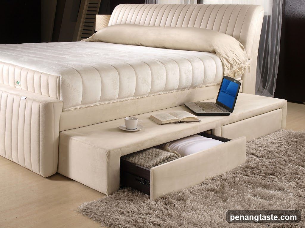 Bed with Storage and Laptop