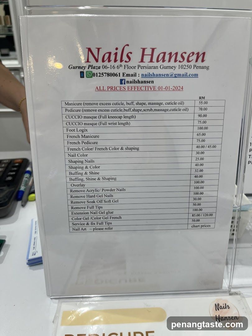 Nails Hansen Price List