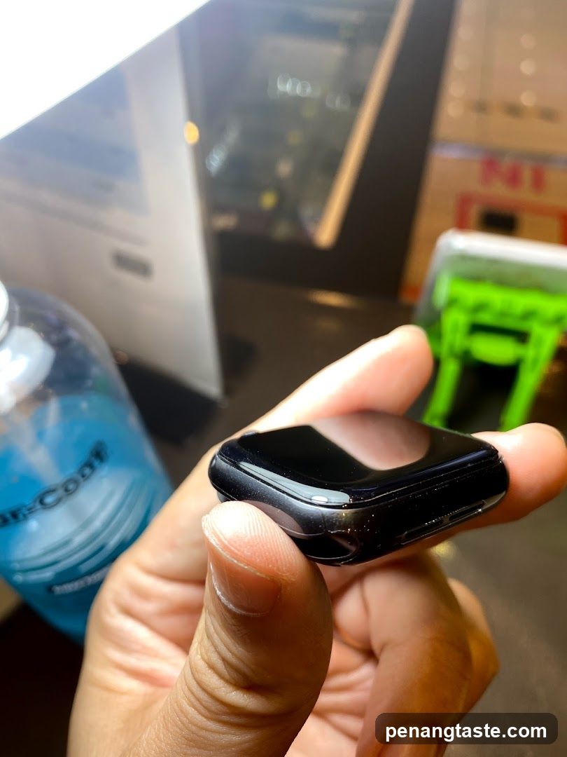 Close-up of a black smartwatch