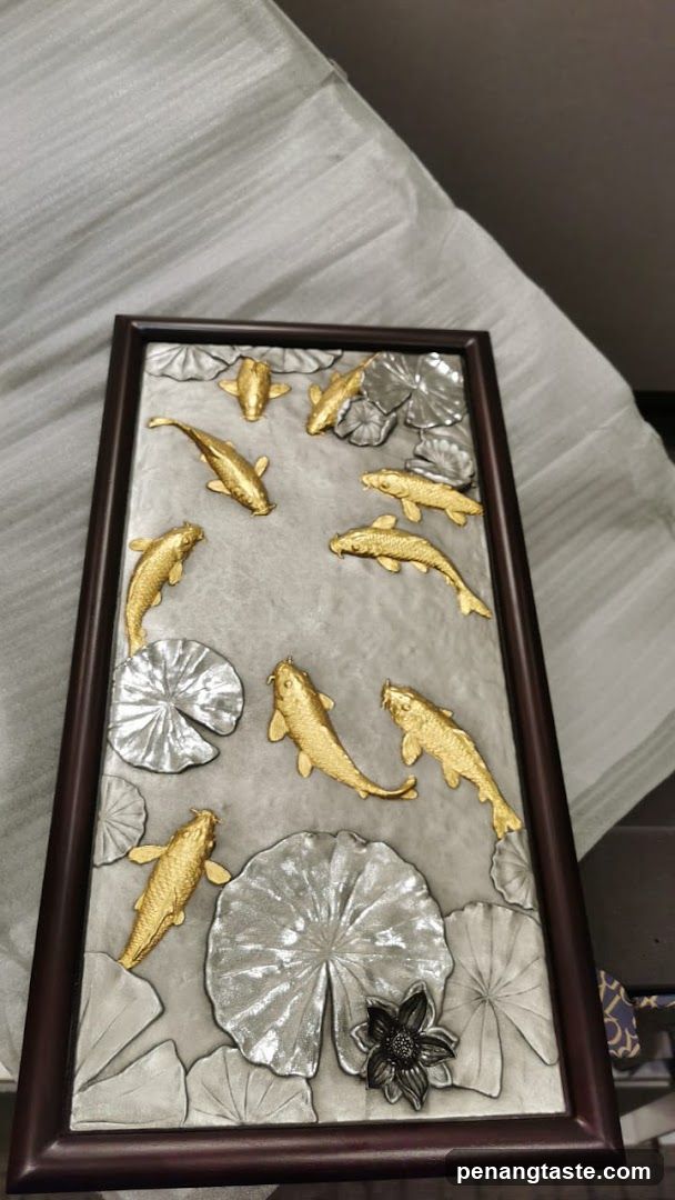Koi fish and lotus flower wall art