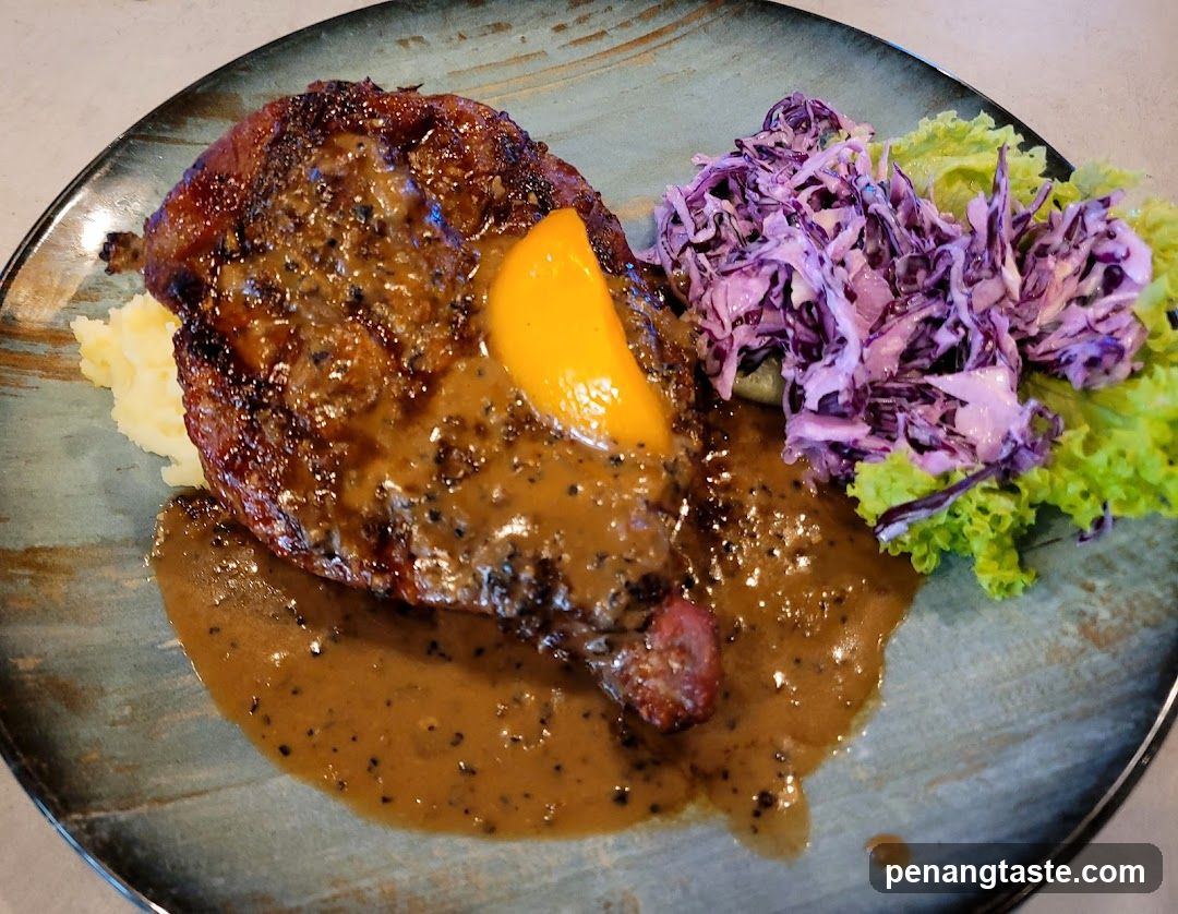 Steak with Mashed Potatoes and Coleslaw