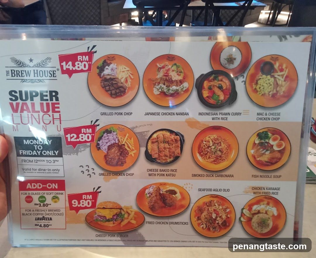 The Brew House Super Value Lunch Menu