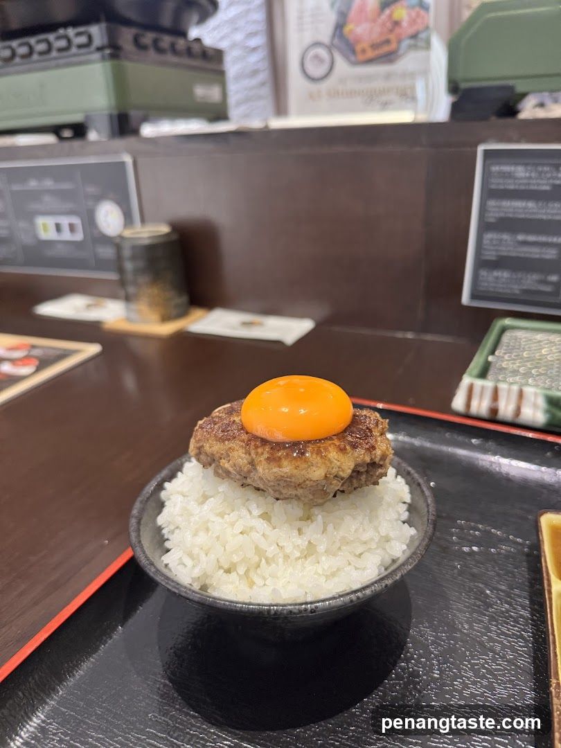 Hamburger Steak with Egg on Rice
