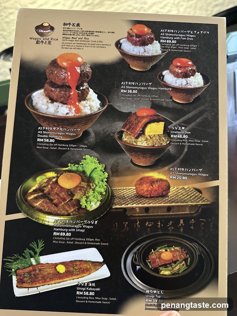 Wagyu and Rice Menu
