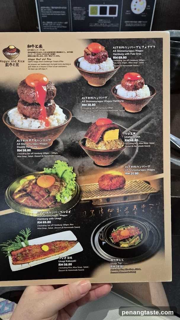 Wagyu and Rice Menu