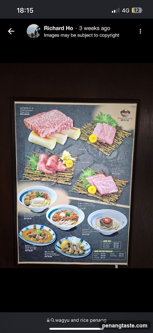 Wagyu and Rice Menu