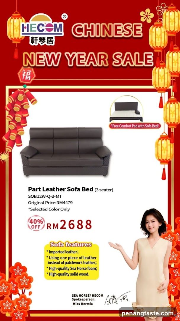 Chinese New Year Sale - Part Leather Sofa Bed