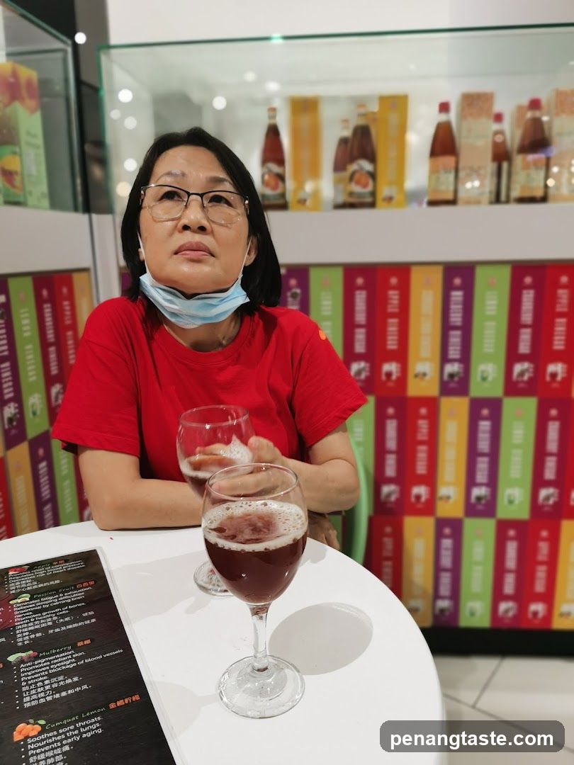 Woman with drinks at a table