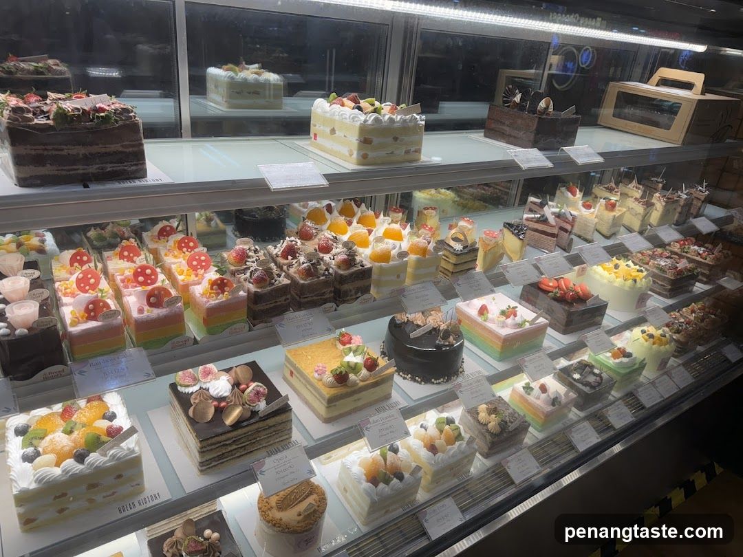 Assortment of Cakes in Display Case
