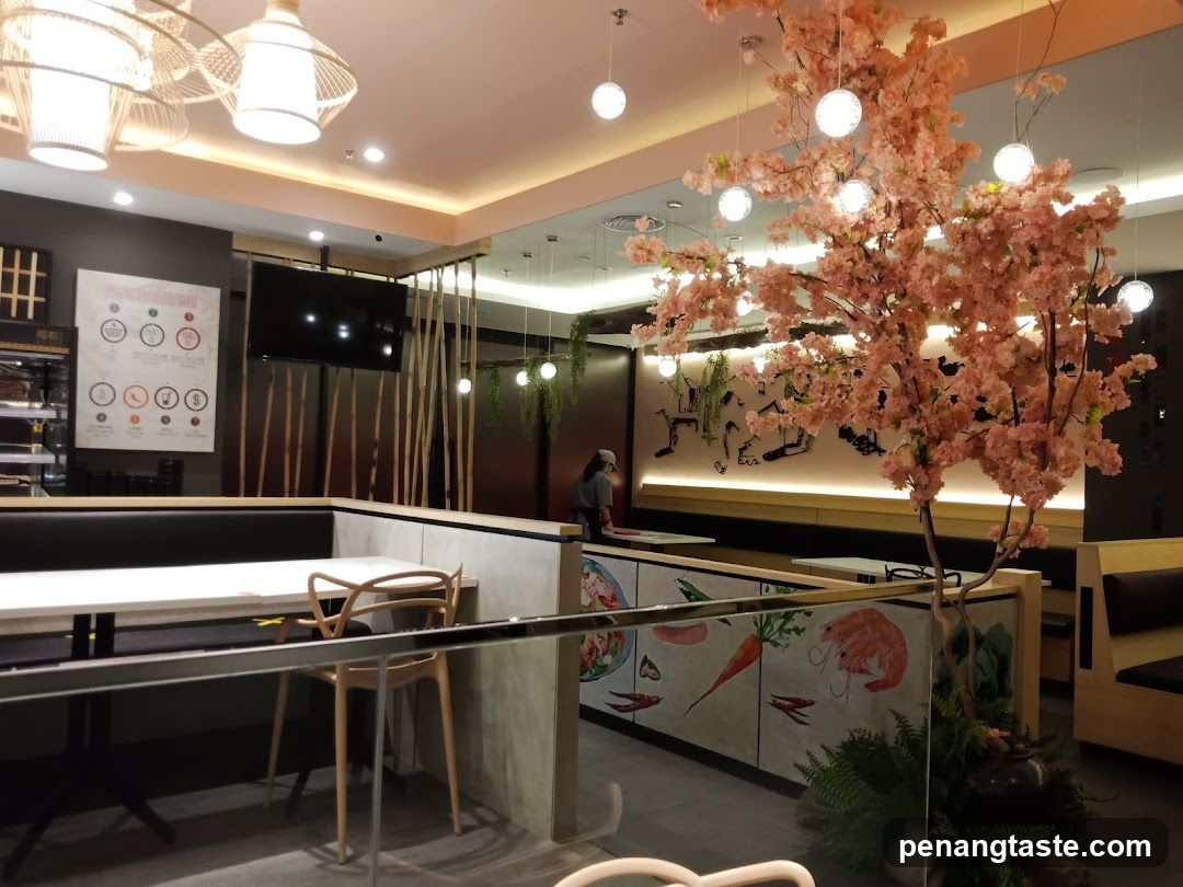 Restaurant Interior with Cherry Blossom Tree