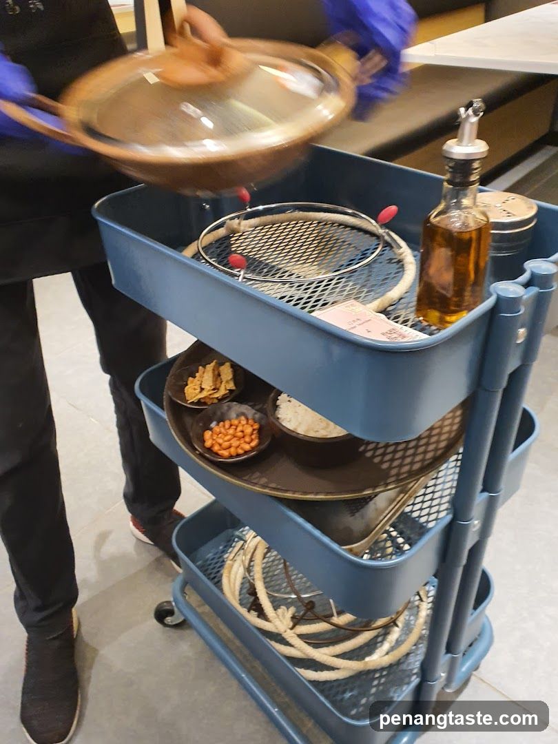 Serving Cart with Food Items
