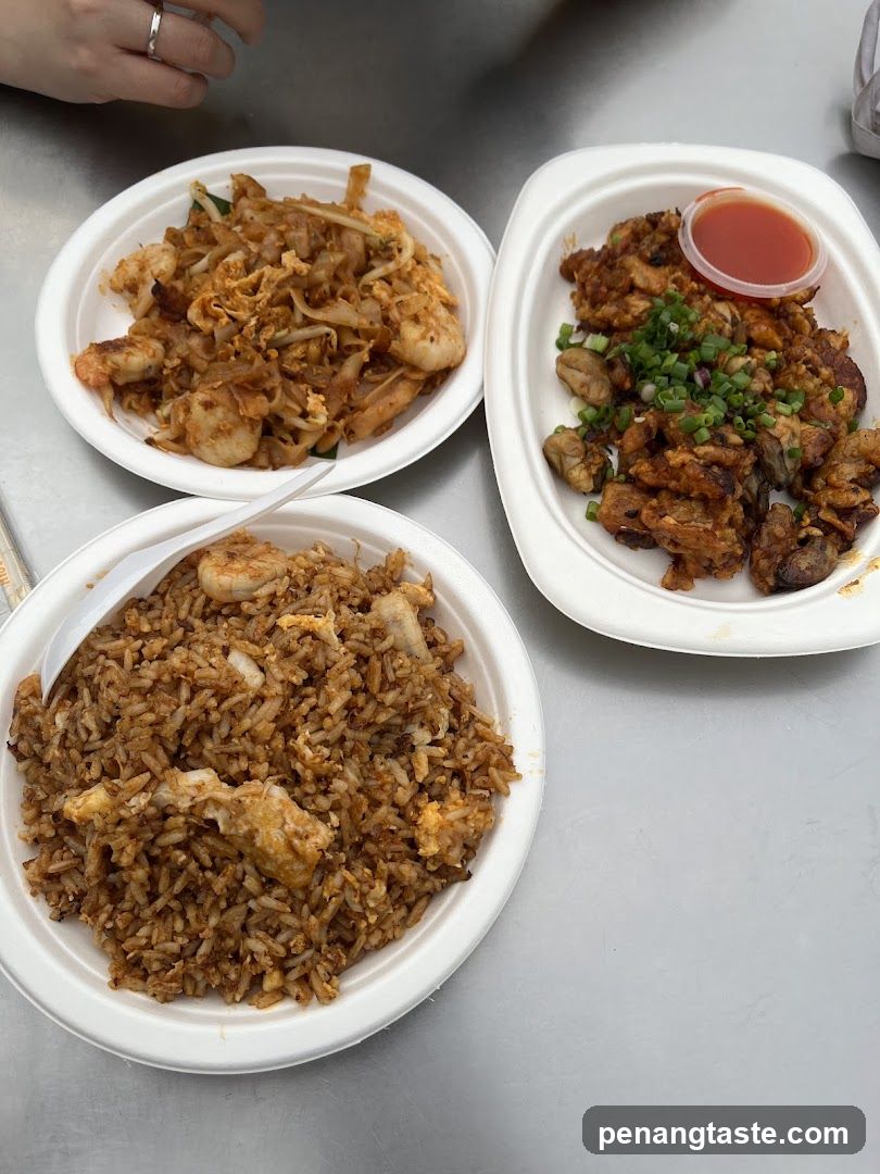 Three dishes of food