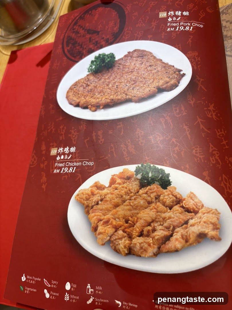 Menu with Fried Pork Chop and Fried Chicken Chop