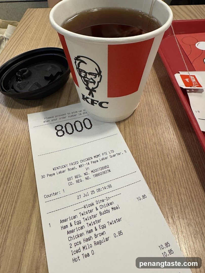 KFC Receipt and Drink