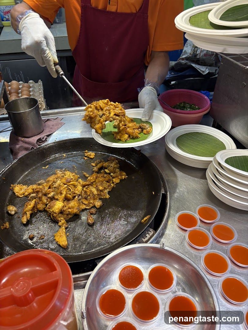 Oyster Omelet Preparation