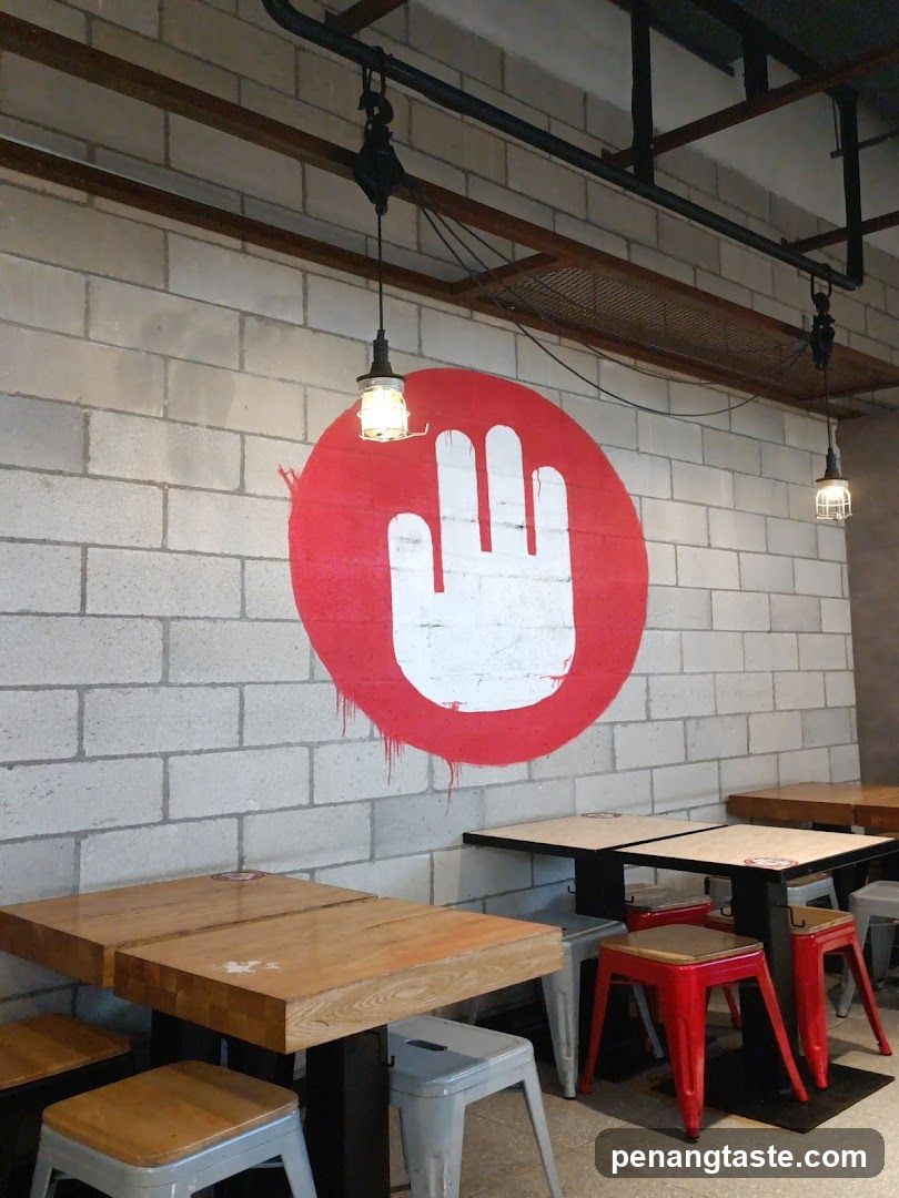 Restaurant Interior with Hand Logo